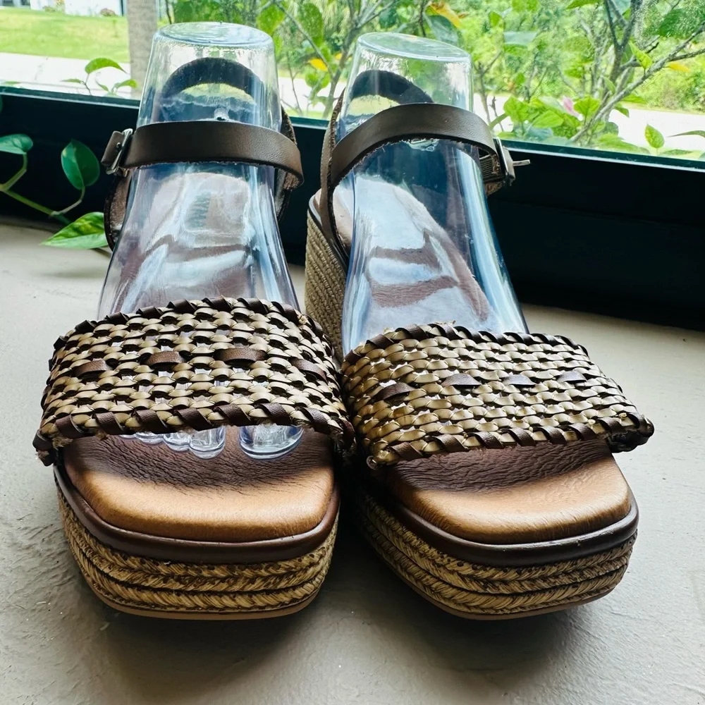 Payma Tan Woven Wedge Sandals Size Europe40/US 9-9.5